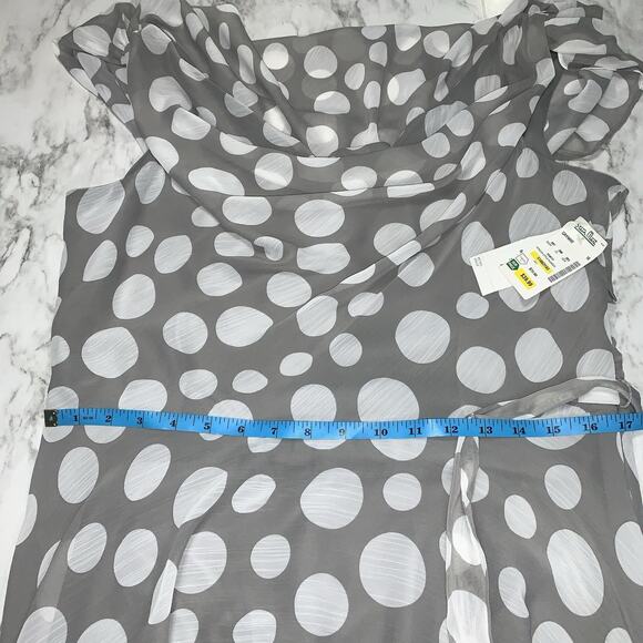 MSK Polka Dot Dress Women Size 16 Gray A Line Sleeveless Midi Length Chiffon - Picture 7 of 14